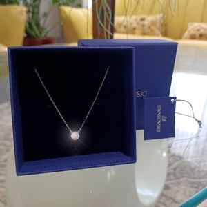 SWAROVSKI Attract necklace round cut ,white , rhodium plated brand new